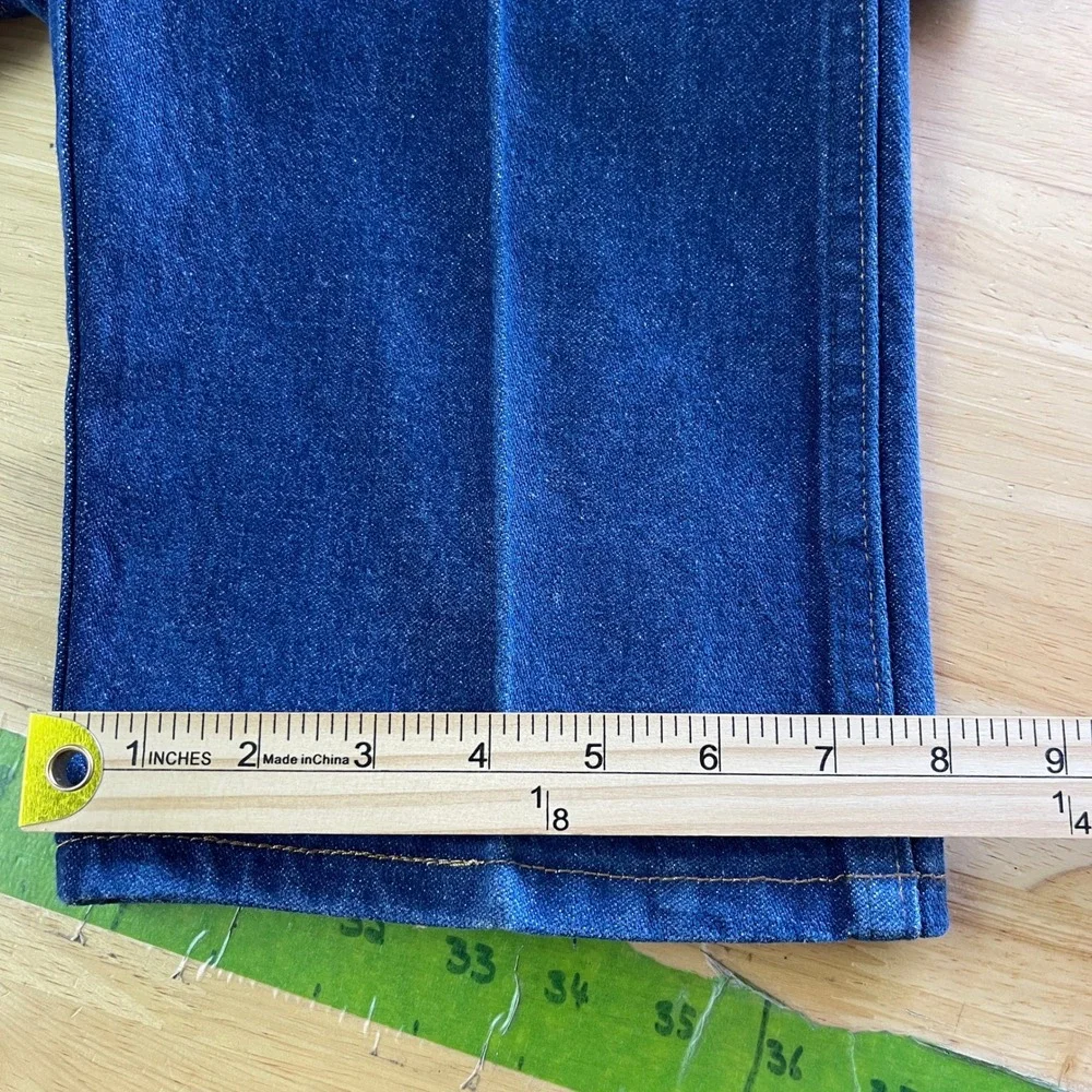VTG Wrangler Cowboy Cut Slim Jeans 35x32 Dark Wash Denim‎ Blue High Rise 936DEN